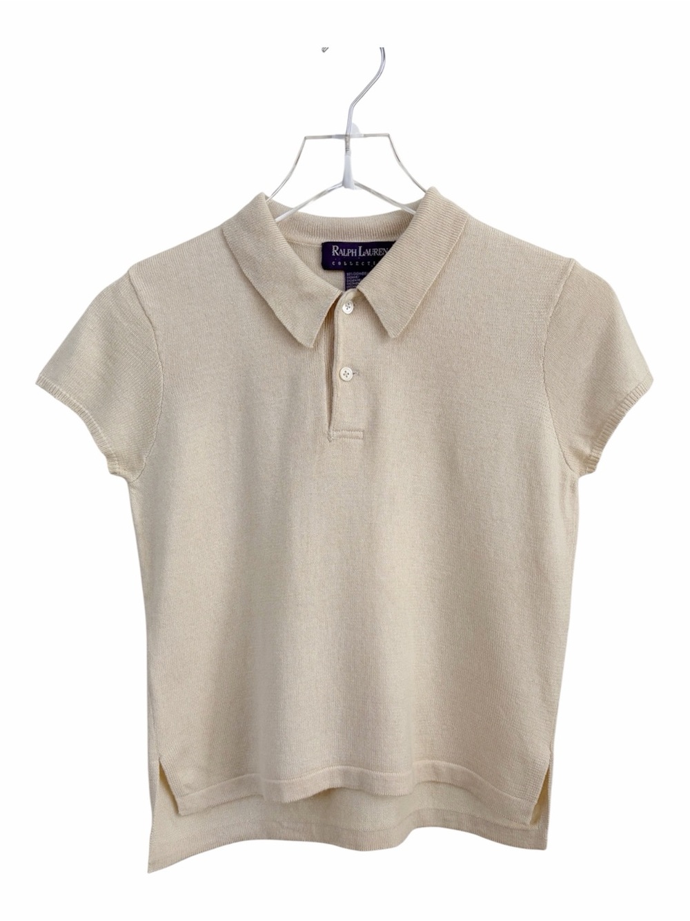 Ralph Lauren Purple Label | Ivory Cashmere Silk Blend Polo Sweater